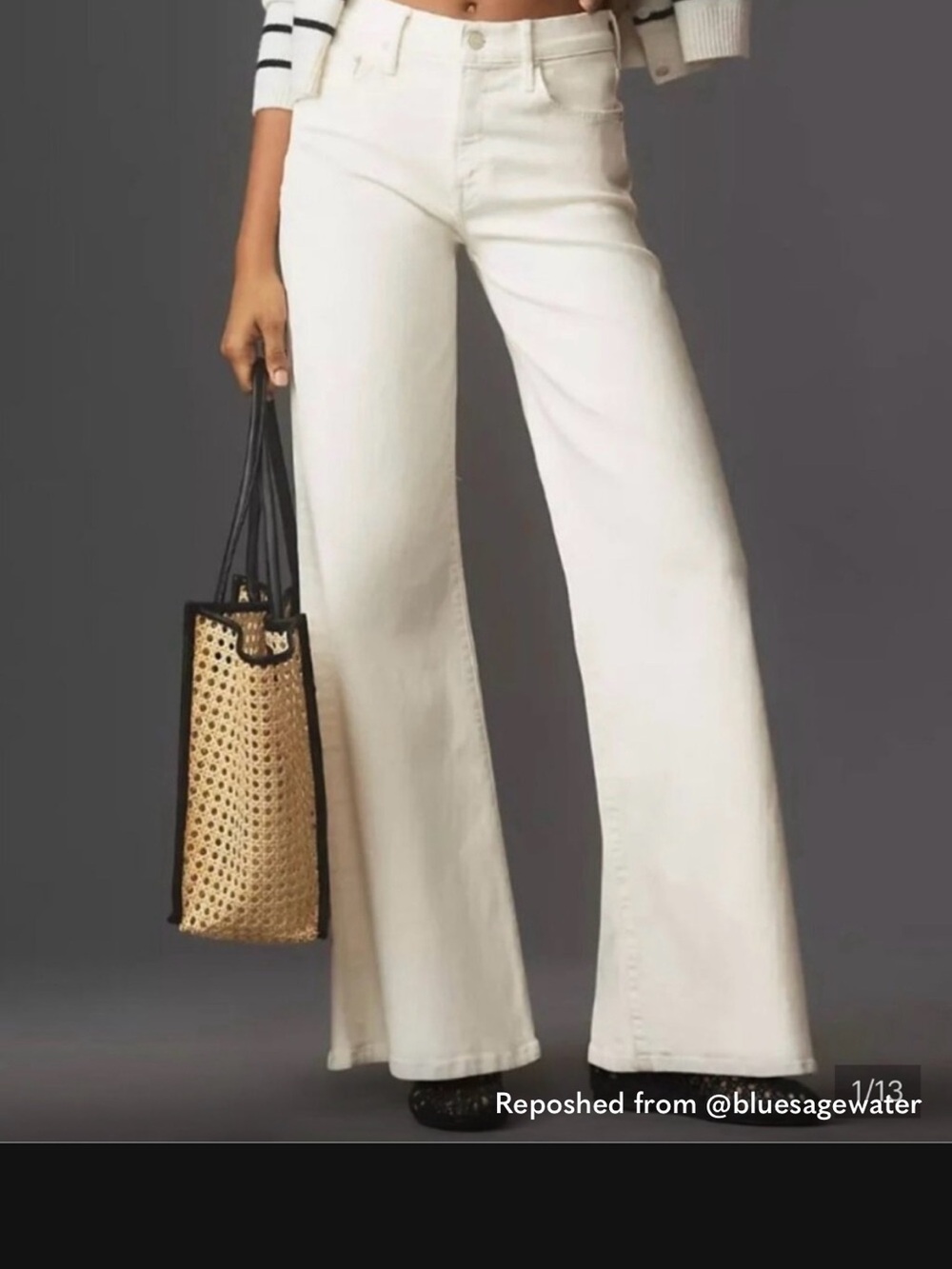 MOTHER White Wide Leg Jeans